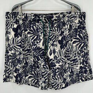 Trunks Surf & Swim Co. Men's 6" Sano Swim Shorts sz XXL Hibiscus and Palm Navy